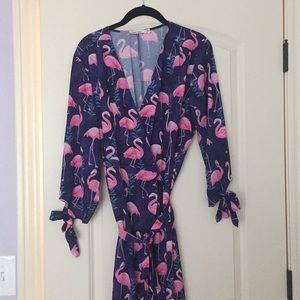 Flamingo print wrap dress!
